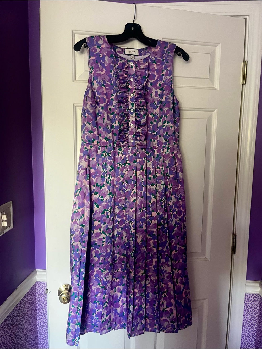 J. Crew Collection Purple Floral Midi Dress